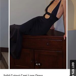Commense Black Plunge Halter Gown